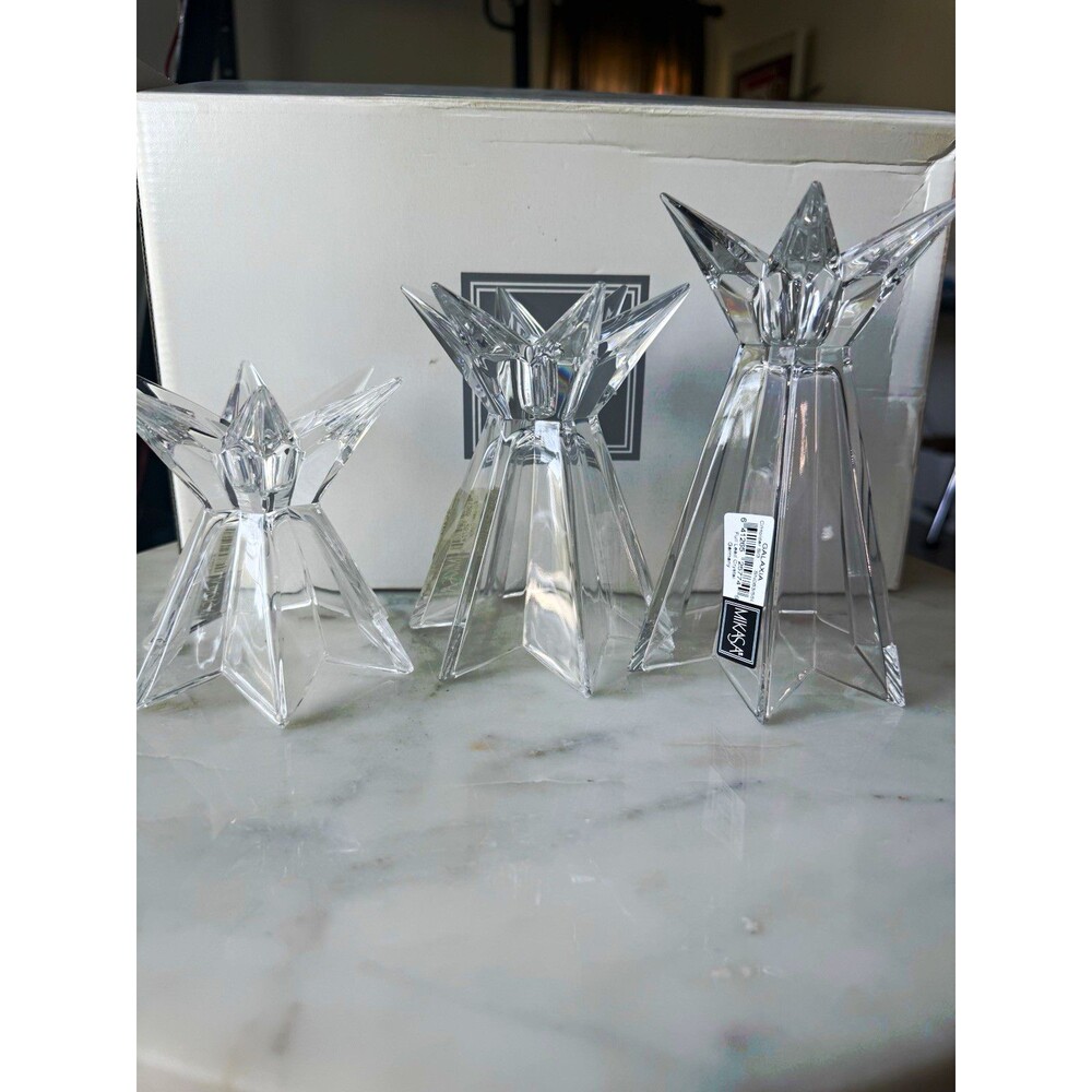 Mikasa Galaxia Clear Glass Candle Holder Set of 3 Boxed, Transparent Finish